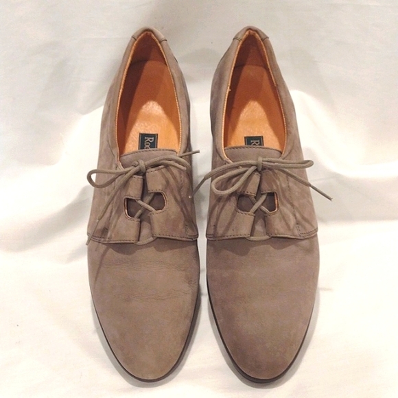 Rockport Suede Ghillie Taupe Suede Oxford Loafer Flats Size 10 #W4023 NWOT - Picture 1 of 7